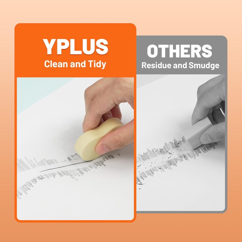 Y plus+ Eraser Line - Hipolymer Pencil Erasers for School Office, Cute White Rubber Eraser for Kids, Artist No Residues, 6 Pcs Stocking Stuffers for Kids Toddler - Image 4